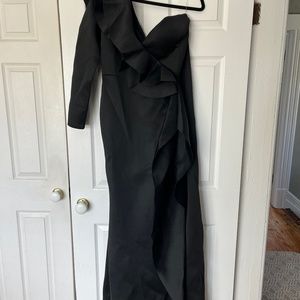 Black exaggerated ruffle dress